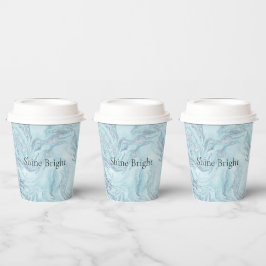 Blue Aqua Silver Marble Wirbel Pappbecher