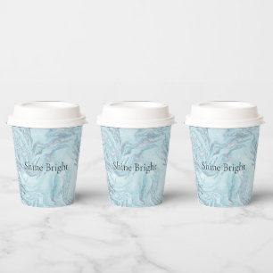 Blue Aqua Silver Marble Wirbel Pappbecher