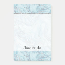 Blue Aqua Silver Marble Wirbel Post-it Klebezettel
