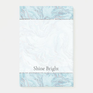 Blue Aqua Silver Marble Wirbel Post-it Klebezettel