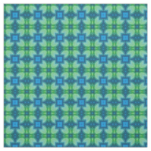 Blue Aqua Türkise Lime Green Bali Batik Muster Stoff