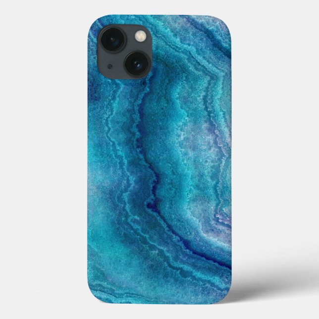 Blue Aquamarin Agate Texture Case-Mate iPhone Hülle (Rückseite)