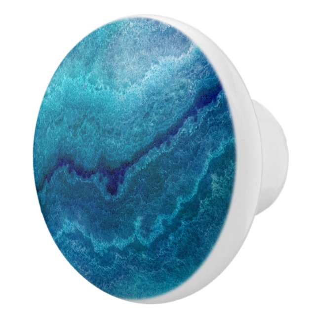 Blue Aquamarin Agate Texture Keramikknauf (Rechts)