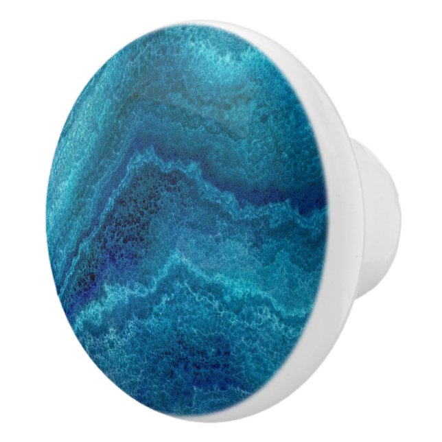Blue Aquamarin Agate Texture  Keramikknauf (Rechts)