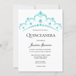 Blue Aquamarin Diamond Tiara Quinceanera Party Ein Einladung