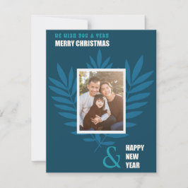 Blue Aquamarin Family Picture Frame Weihnachtsfeie Mitteilungskarte