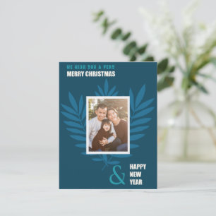 Blue Aquamarin Family Picture Frame Weihnachtsfeie Mitteilungskarte