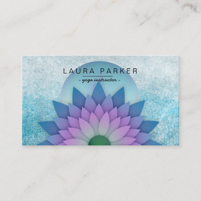 Blue Aquamarin Lotus Blume Yoga Medizin Visitenkarte (Vorderseite)