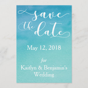 Blue & Aquamarin Ombre Wasserfarbe 5 Save The Date