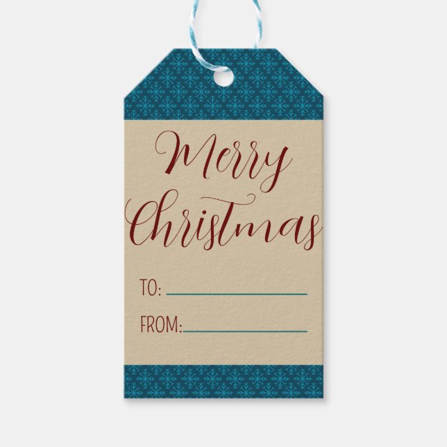Blue Aquamarin Retro Tides of Christmas Vibes Geschenkanhänger (Vorderseite)