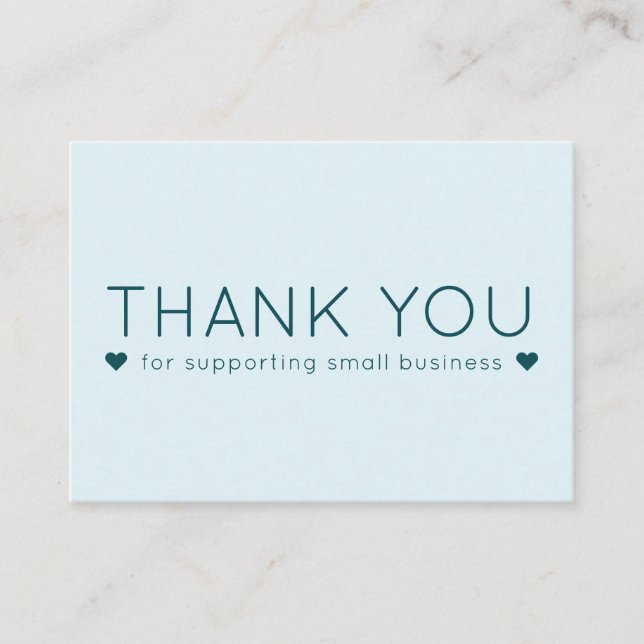 Blue & Aquamarin Simple Modern Danke Business Card Visitenkarte (Vorderseite)