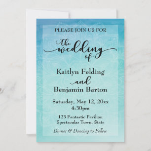 Blue & Aquamarin Watercolor Mandala Hochzeit Einla Einladung