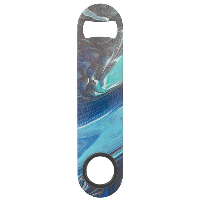 Blue Aquamarin White Stainless Steel Flaschenöffne Speed Flaschenöffner (Vorderseite)
