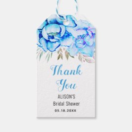 Blue Aquarell Blume Danke Brautparty Geschenkanhänger