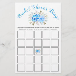 Blue Aquarell Brautparty Bingokarte Flyer