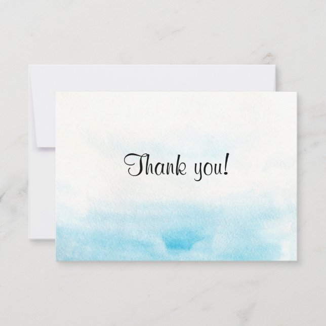 Blue Aquarell Hintergrund "Danke Karte" Dankeskarte (Vorderseite)