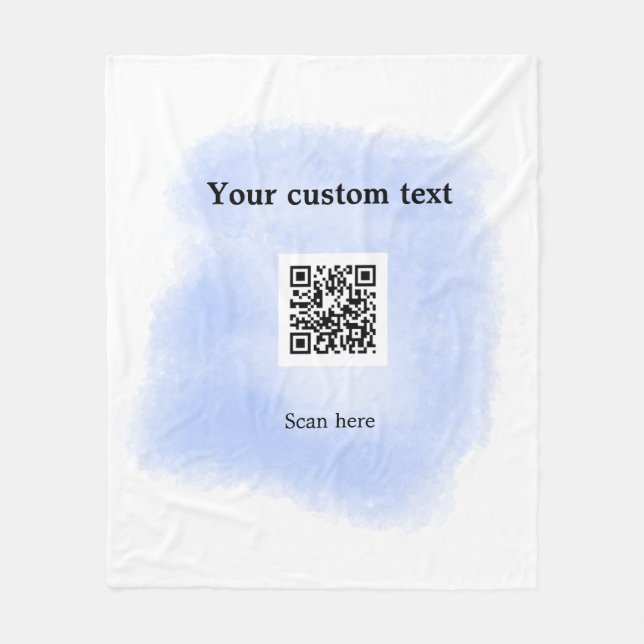 Blue Aquarell QR Scan Code hinzufügen benutzerdefi Fleecedecke (Vorderseite)
