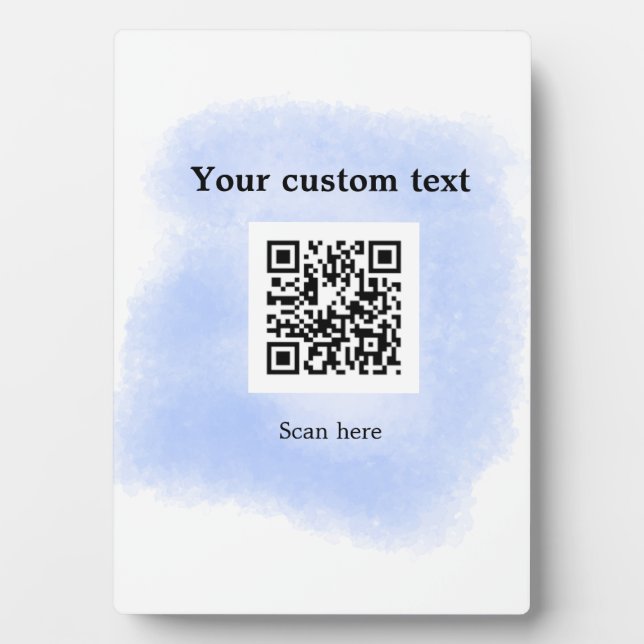 Blue Aquarell QR Scan Code hinzufügen benutzerdefi Fotoplatte (Vorderseite)