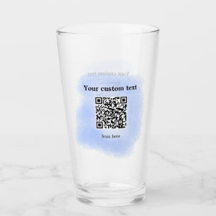 Blue Aquarell QR Scan Code hinzufügen benutzerdefi Glas