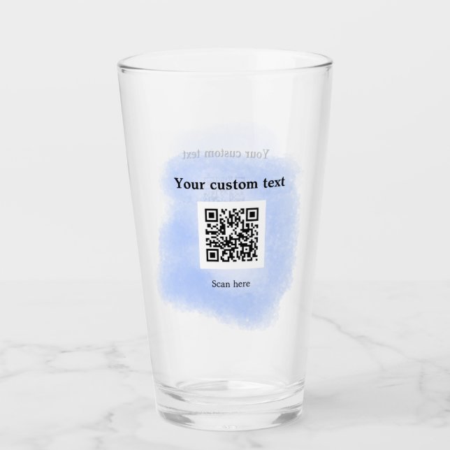 Blue Aquarell QR Scan Code hinzufügen benutzerdefi Glas (Vorderseite)
