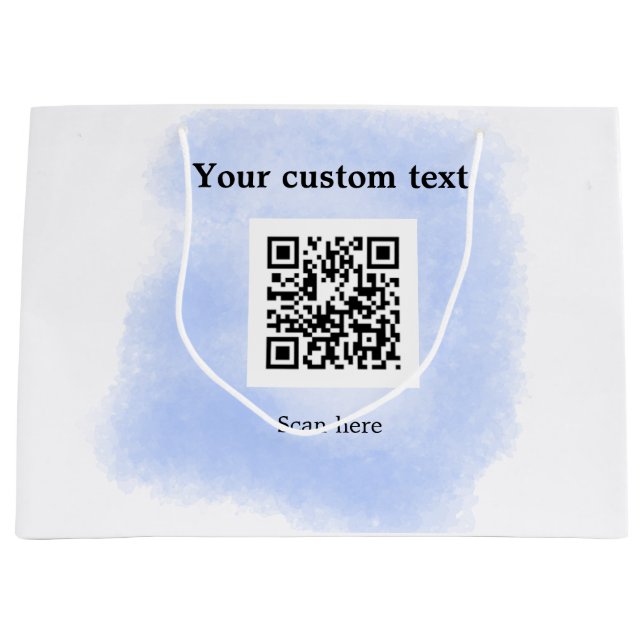Blue Aquarell QR Scan Code hinzufügen benutzerdefi Große Geschenktüte (Vorderseite)