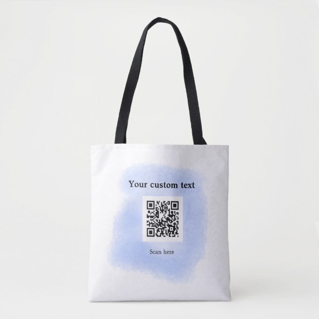 Blue Aquarell QR Scan Code hinzufügen benutzerdefi Tasche (Vorderseite)