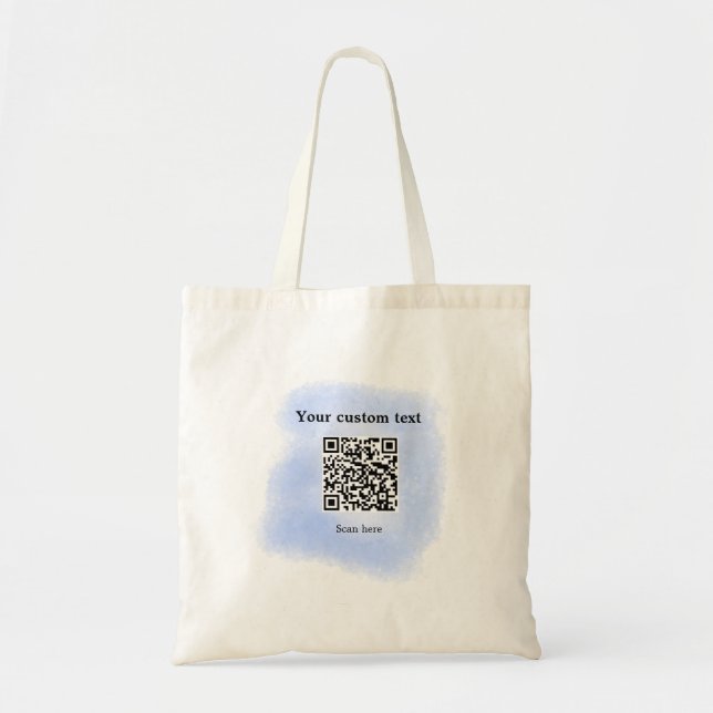 Blue Aquarell QR Scan Code hinzufügen benutzerdefi Tragetasche (Vorne)