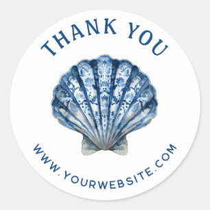 Blue Aquarell Seashell Logo-Unternehmen Vielen Dan Runder Aufkleber