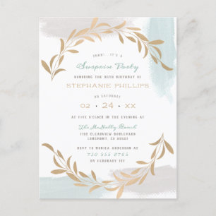 Blue Aquarelle Pinsel Minimalistisches Party Einladungspostkarte