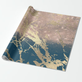 Blue Aquatic Aquamarin Gold Marbella Shiny Glitzer Geschenkpapier