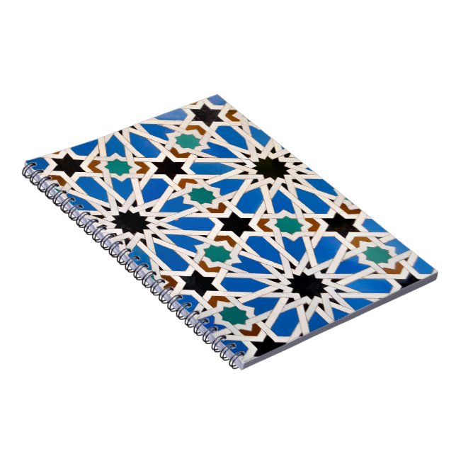 Blue Arabesque Mosaik Muster Spiral Notebook Notizblock (Rechte Seite)