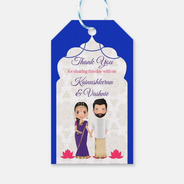 Blue Arabian Arche Grenze Tamil Telugu Hochzeit Geschenkanhänger (Vorderseite)