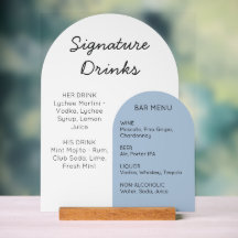 Blue Arch Wedding Bar Sign Custom Acrylic Display