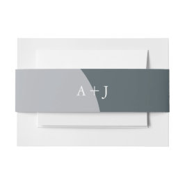 Blue Arches Monogram Wedding Einladung Bauchband Einladungsbanderole