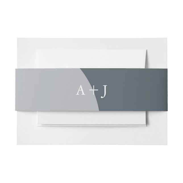 Blue Arches Monogram Wedding Einladung Bauchband Einladungsbanderole (Vorderseite Beispiel)