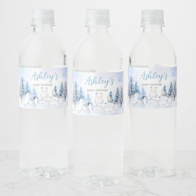 Blue Arctic Animals Baby Dusche (Flaschen)