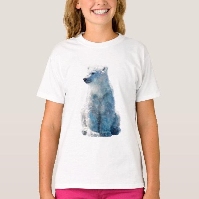 Blue Arctic Polar Bear Cub Kids T-Shirt (Vorderseite)