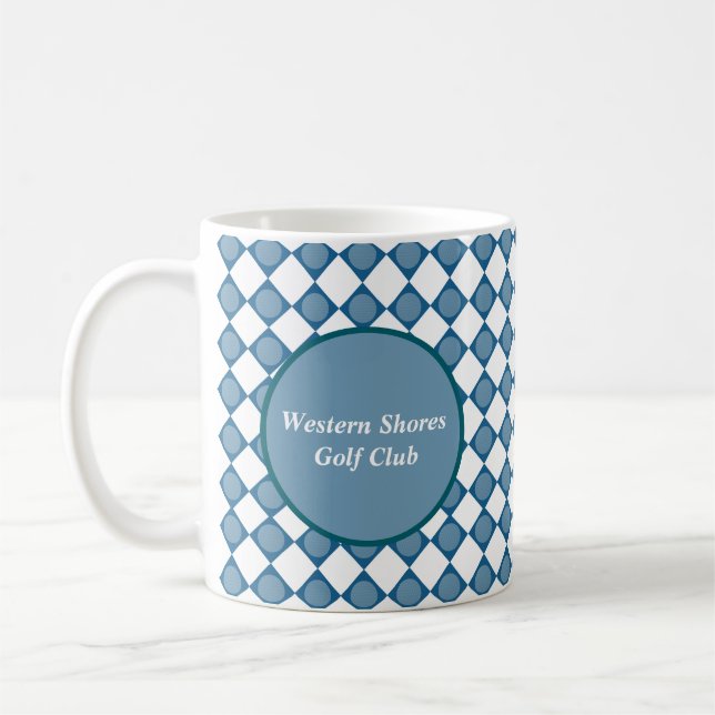 Blue Argyle Golf Pattern Country Club Coffee Mug (Gauche)