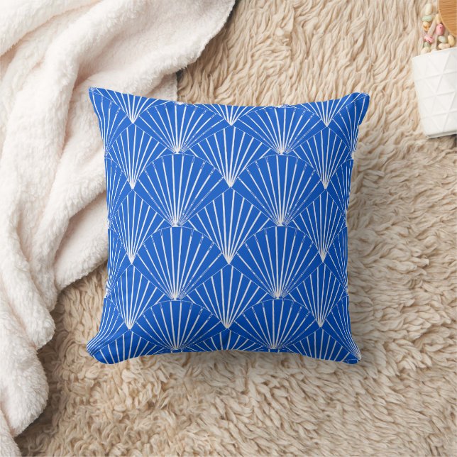 Blue Art Deco Design Kissen (Decke)