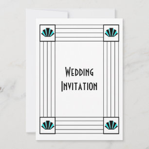 Blue Art Deco Design Wedding Einladung