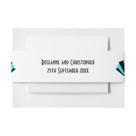 Blue Art Deco Design Wedding Einladungsbanderole