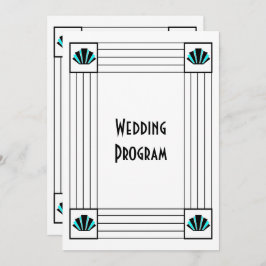 Blue Art Deco Design Wedding Programm