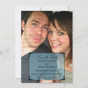 Blue Art Deco Frame Save the Date einladen Einladung