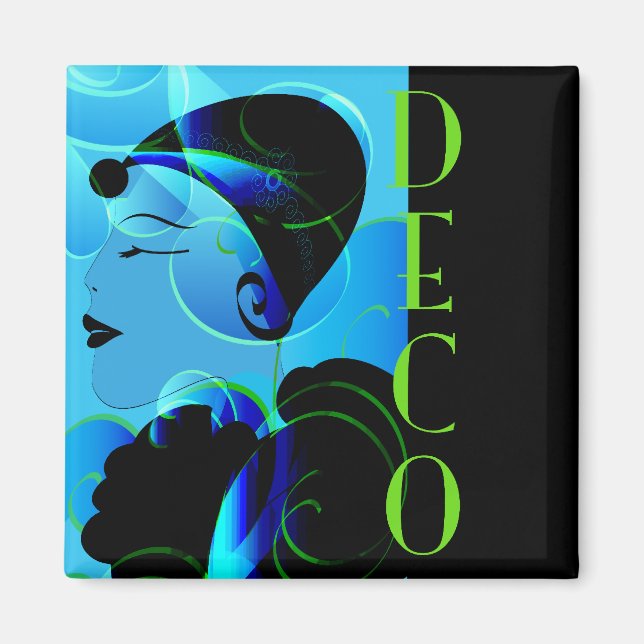 Blue Art Deco Magnet (Vorne)