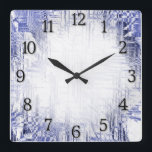 Blue Art Deco mit schwarzen Zahlen Quadratische Wanduhr<br><div class="desc">Hübsche blaue Deko-Gestaltung mit zwölf schwarzen Zahlen</div>
