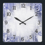 Blue Art Deco mit schwarzen Zahlen Quadratische Wanduhr<br><div class="desc">Hübsche blaue Deko-Gestaltung mit zwölf schwarzen Zahlen</div>