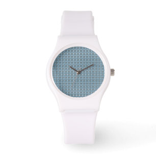Blue Art Deco Muster Armbanduhr