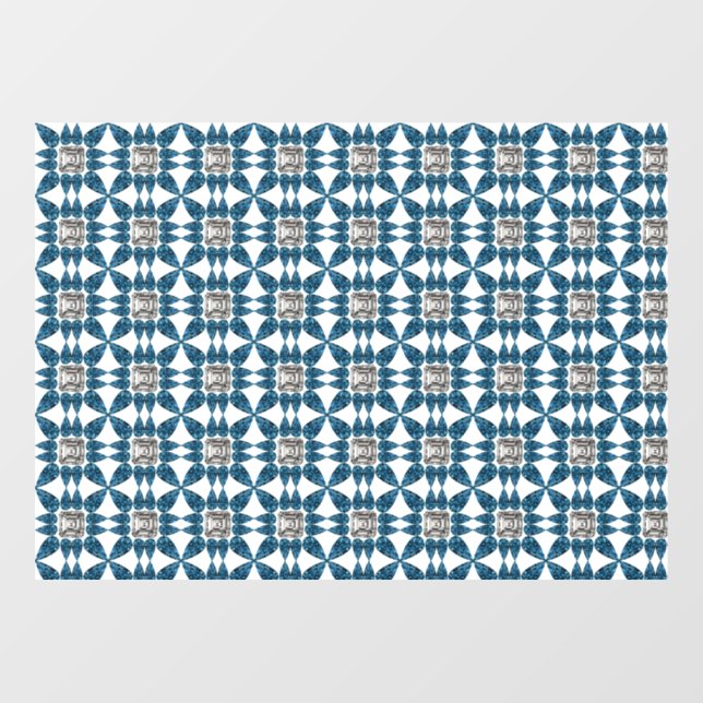 Blue Art Deco Muster Fensteraufkleber (Blatt)