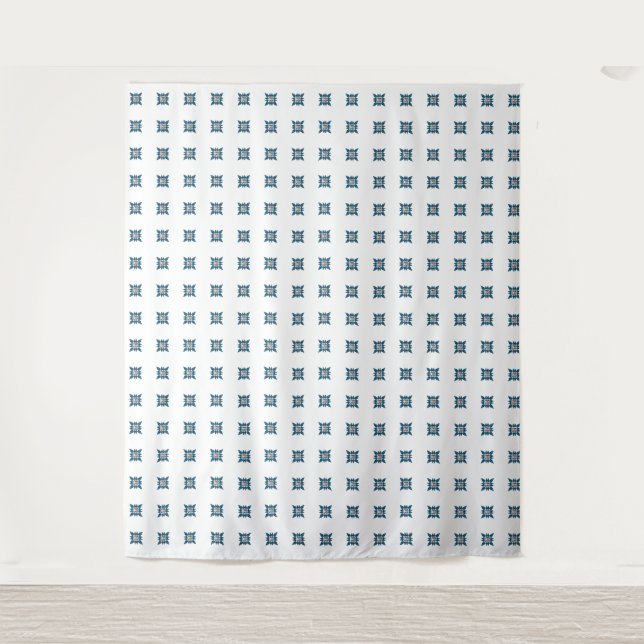Blue Art Deco Muster Wandteppich (Vorderseite)