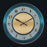 Blue Art Deco Style Große Wanduhr<br><div class="desc">Ich habe diese Uhr vor einiger Zeit gesichtet und dachte,  es sei an der Zeit,  sie in meine Art-Déco-Sammlung aufzunehmen. Diese hübsche Kreisuhr würde großartig an einer schlichten Wand oder mit sympathischem Dekor aussehen. Es ist im Art Déco Stil gehalten. Ich hoffe,  es gefällt dir.</div>